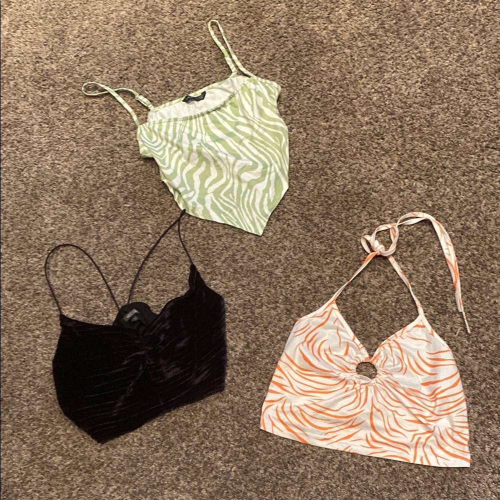 3 pack! Stylish Women's Tops Set - Green, Black, and Orange